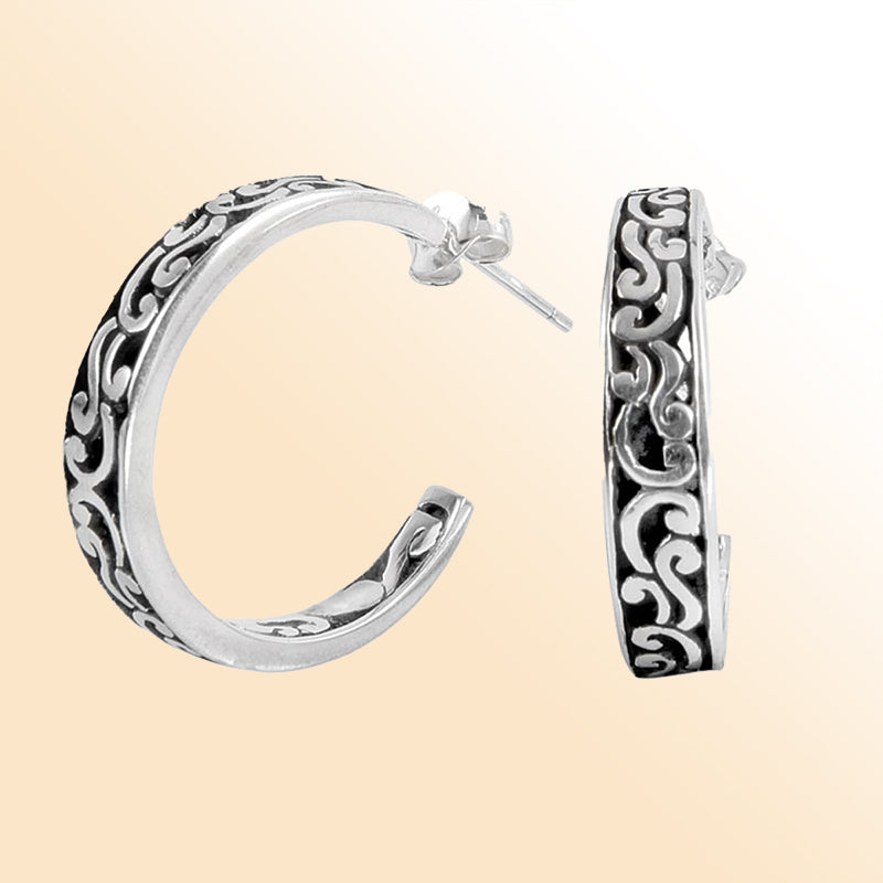 Sterling Silver Hoop Earring With Plain Silver Jewelry Bali Designs Inc 