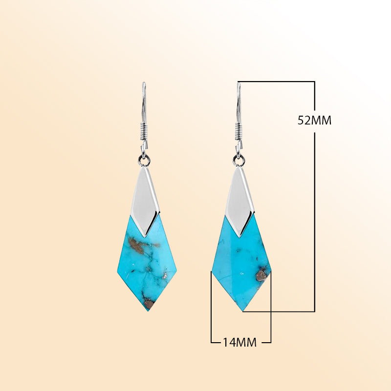 Sterling silver turquoise drop earrings for women

Elegant geometric turquoise gemstone earrings with silver accents