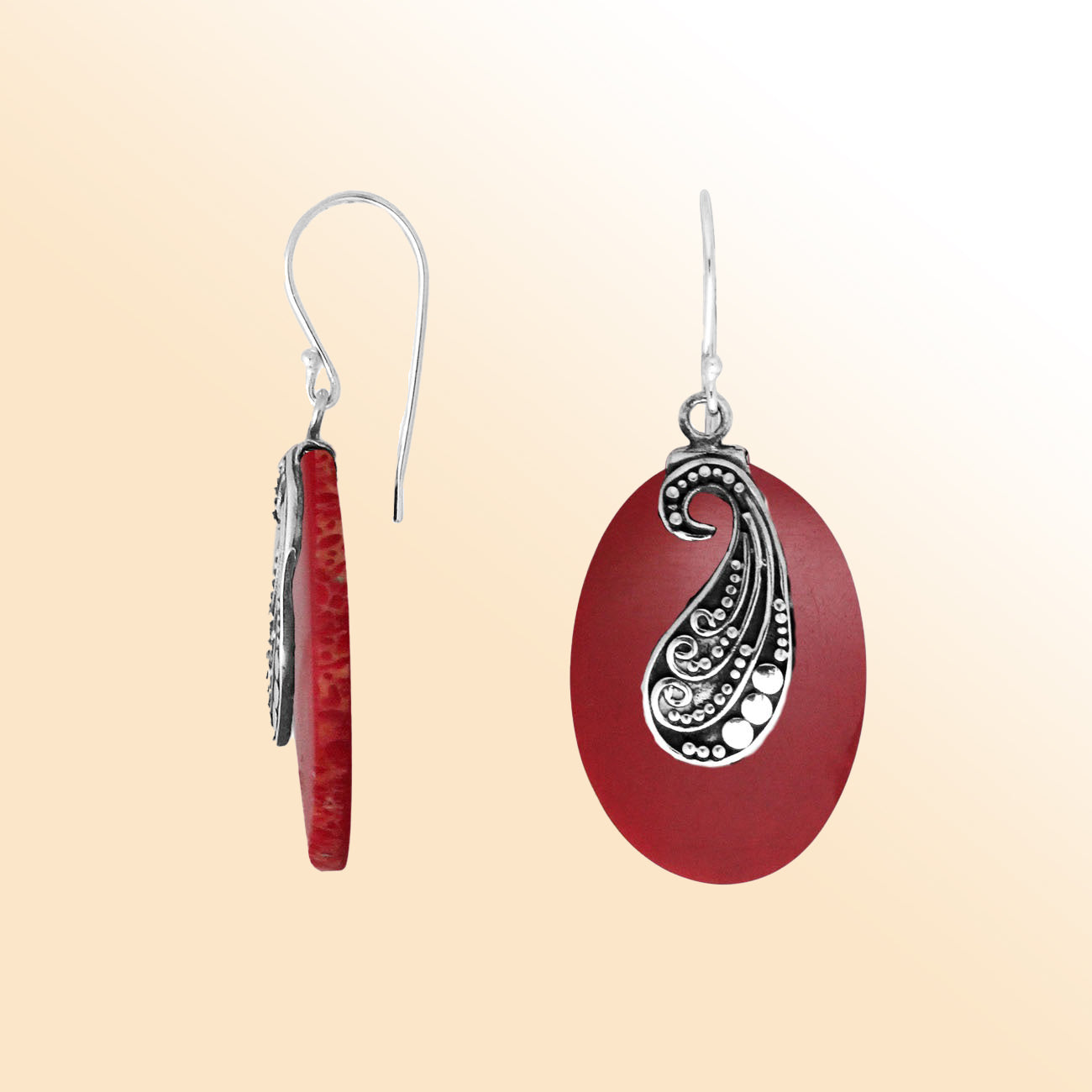 Sterling Silver Earring With Red Coral Jewelry Bali Designs Inc 