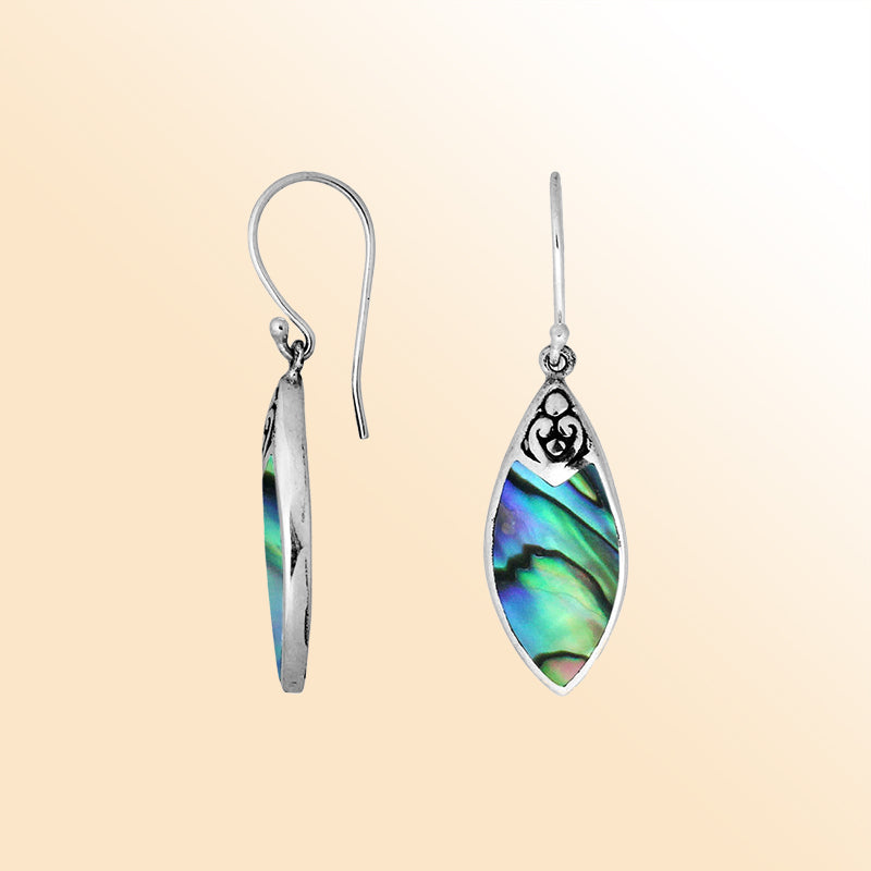 AE-1087-AB Sterling Silver Fancy Shape Earring With Abalone Shell Jewelry Bali Designs Inc 