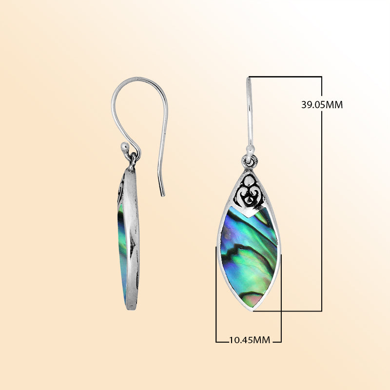 AE-1087-AB Sterling Silver Fancy Shape Earring With Abalone Shell Jewelry Bali Designs Inc 