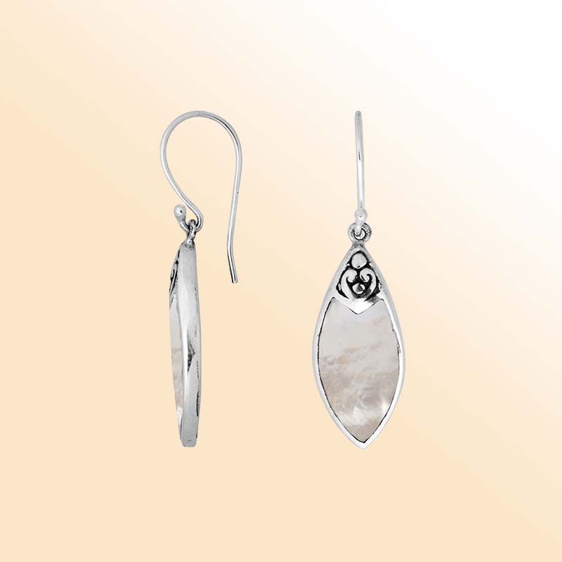 AE-1087-MOP Sterling Silver Fancy Shape Earring With Mother Of Pearl Jewelry Bali Designs Inc 