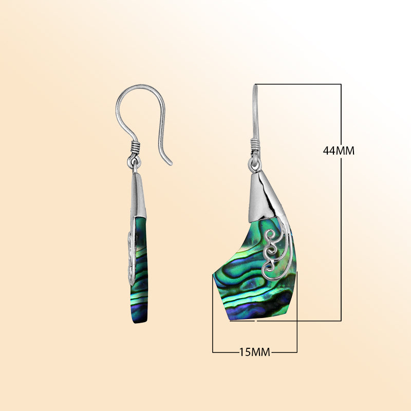 AE-1094-AB Sterling Silver Fancy Earring With Abalone Shell Jewelry Bali Designs Inc 