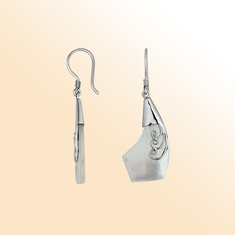 AE-1094-MOP Sterling Silver Fancy Earring With Mother Of Pearl Jewelry Bali Designs Inc 