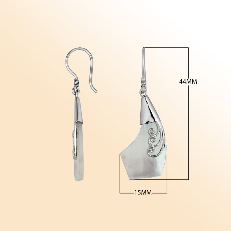 AE-1094-MOP Sterling Silver Fancy Earring With Mother Of Pearl Jewelry Bali Designs Inc 