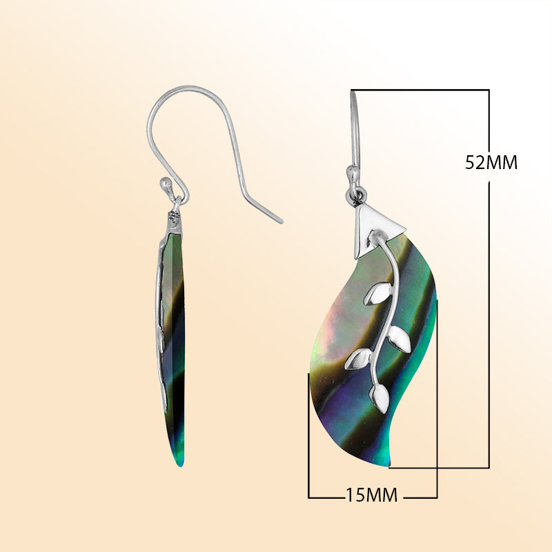 AE-1096-AB Sterling Silver Fancy Earring With Abalone Shell Jewelry Bali Designs Inc 