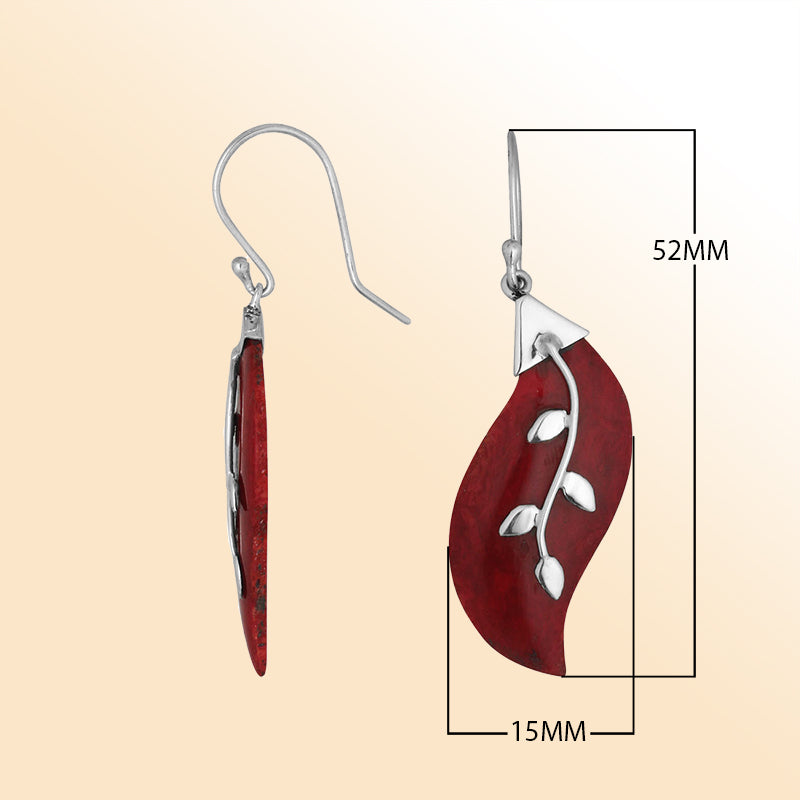 AE-1096-CR Sterling Silver Fancy Earring With Coral Jewelry Bali Designs Inc 