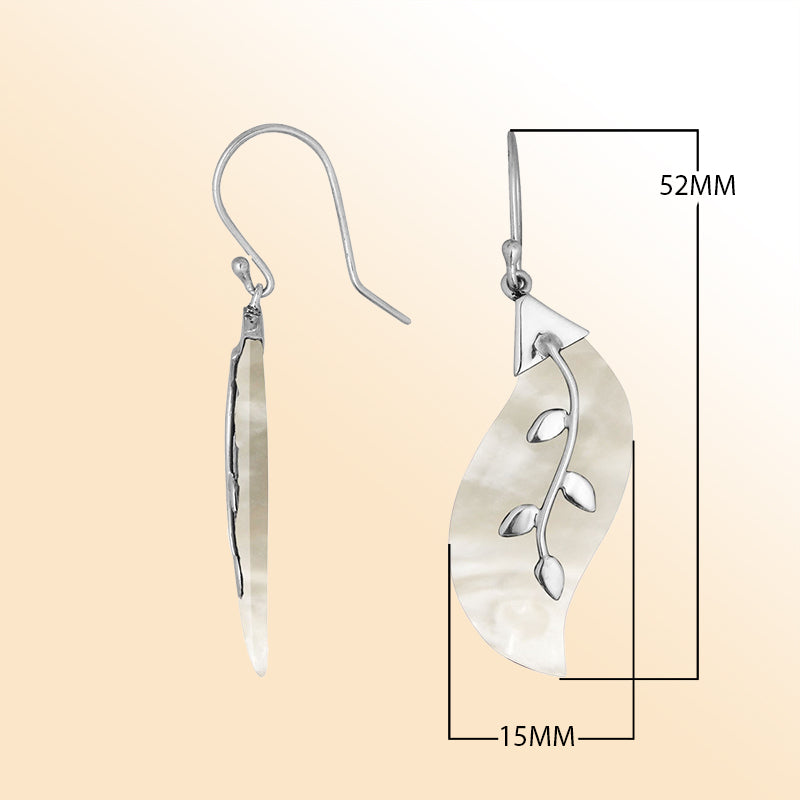 AE-1096-MOP Sterling Silver Fancy Earring With Mother Of Pearl Jewelry Bali Designs Inc 
