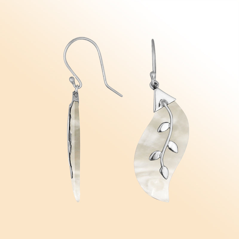 AE-1096-MOP Sterling Silver Fancy Earring With Mother Of Pearl Jewelry Bali Designs Inc 