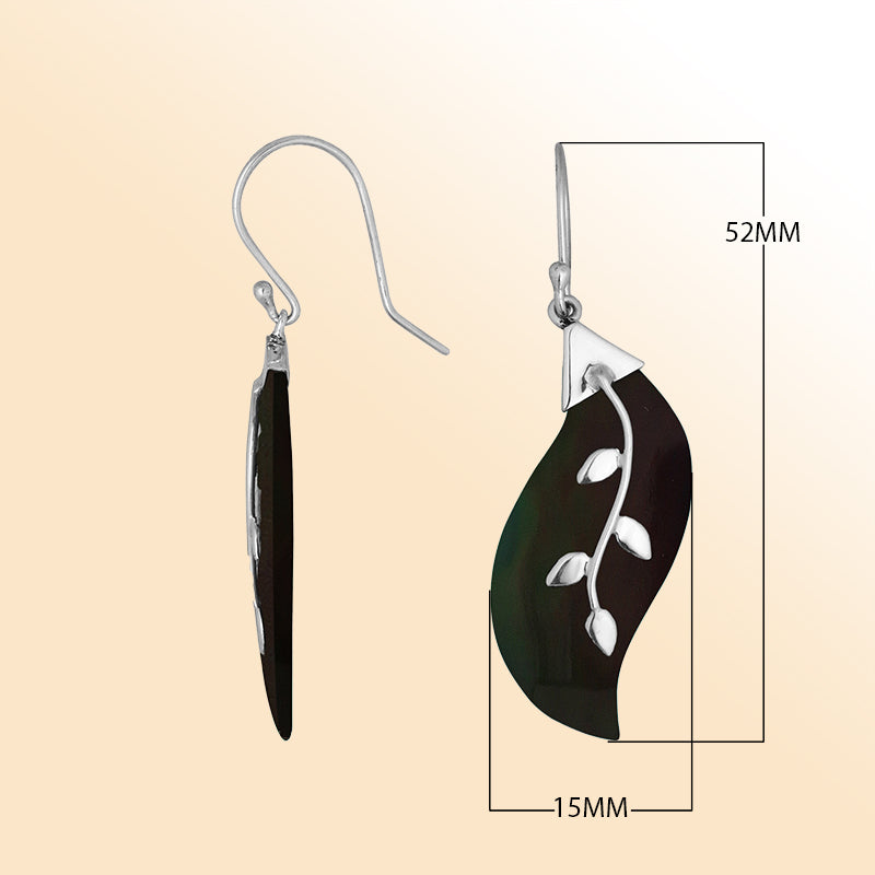 AE-1096-SHB Sterling Silver Fancy Earring With Black Shell Jewelry Bali Designs Inc 