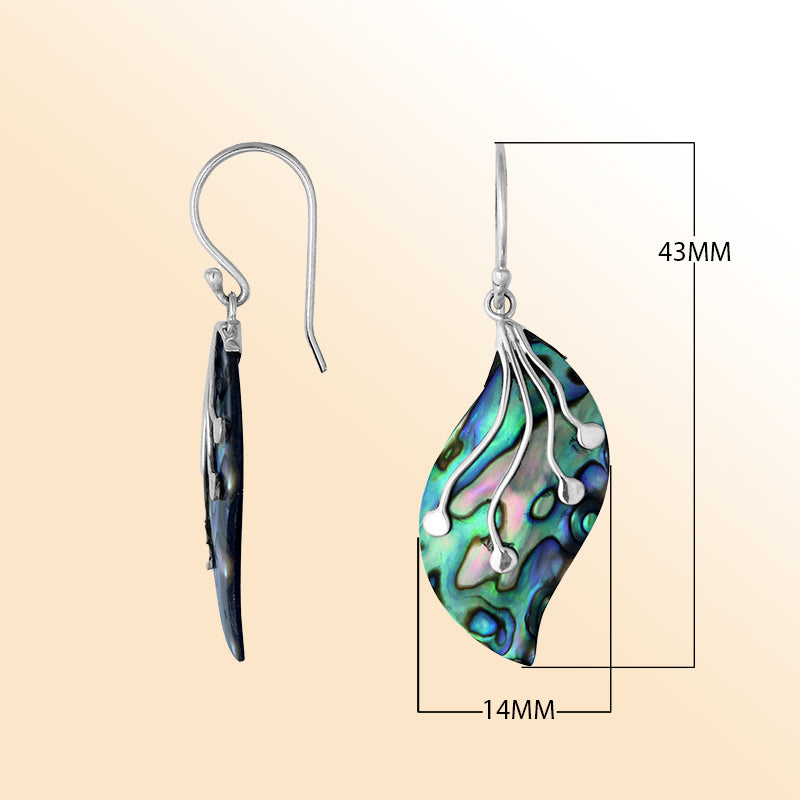 AE-1097-AB Sterling Silver Leaf Shape Earring With Abalone Shell Jewelry Bali Designs Inc 