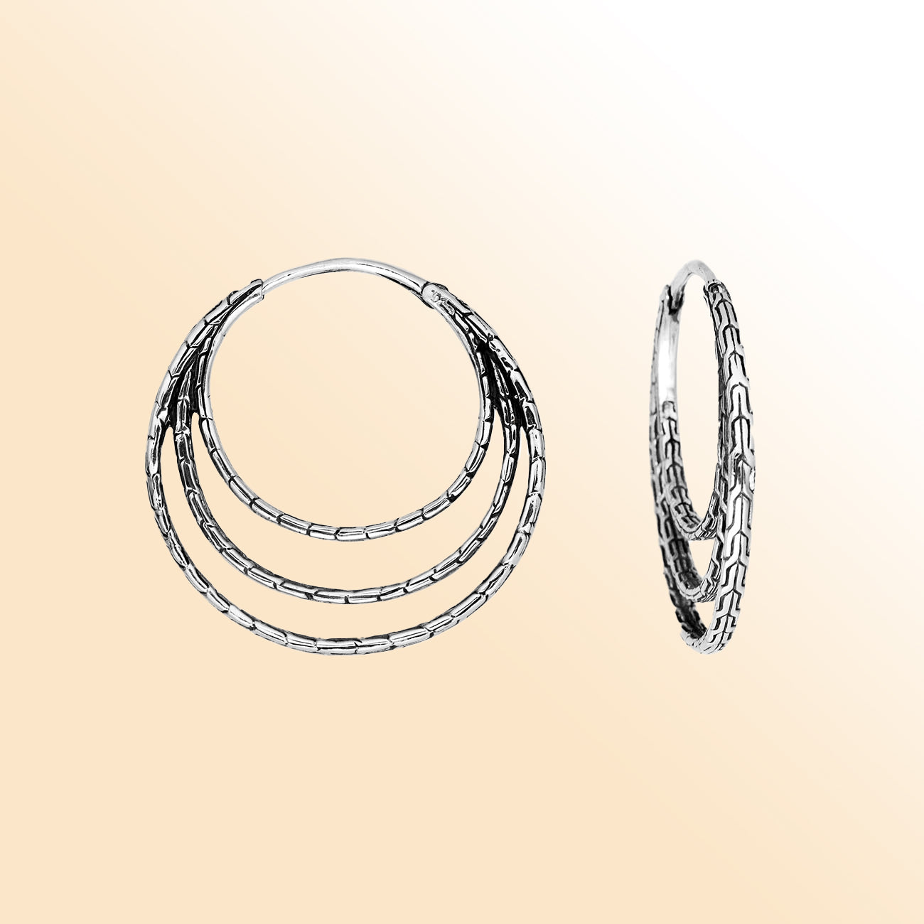 AE-1100-S Sterling Silver Beautiful Earring With Plain Silver Jewelry Bali Designs Inc 