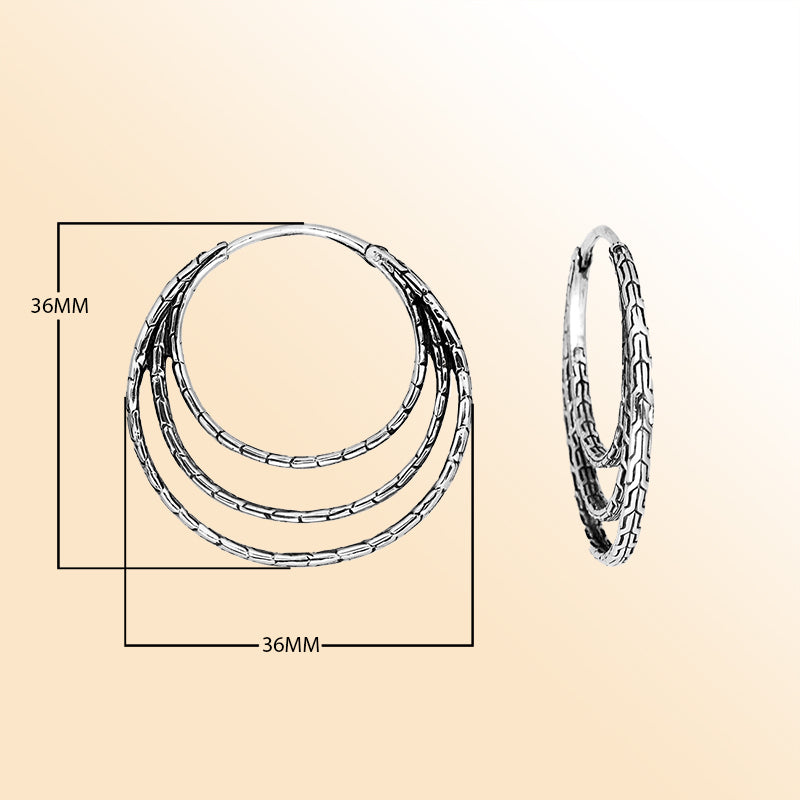 AE-1100-S Sterling Silver Beautiful Earring With Plain Silver Jewelry Bali Designs Inc 