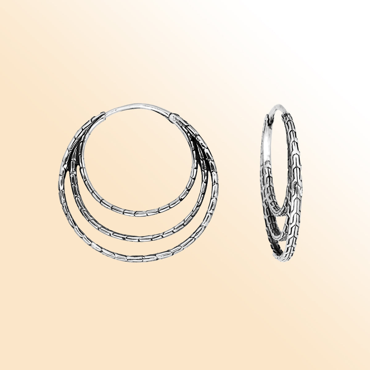AE-1100-S Sterling Silver Beautiful Earring With Plain Silver Jewelry Bali Designs Inc 