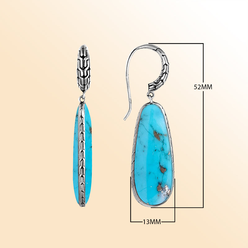 AE-1101-TQ Sterling Silver Earring With Turquoise Shell Jewelry Bali Designs Inc 