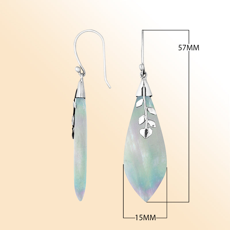 AE-1102-MOP Sterling Silver Pear Shape Earring With Mother Of Pearl Jewelry Bali Designs Inc 