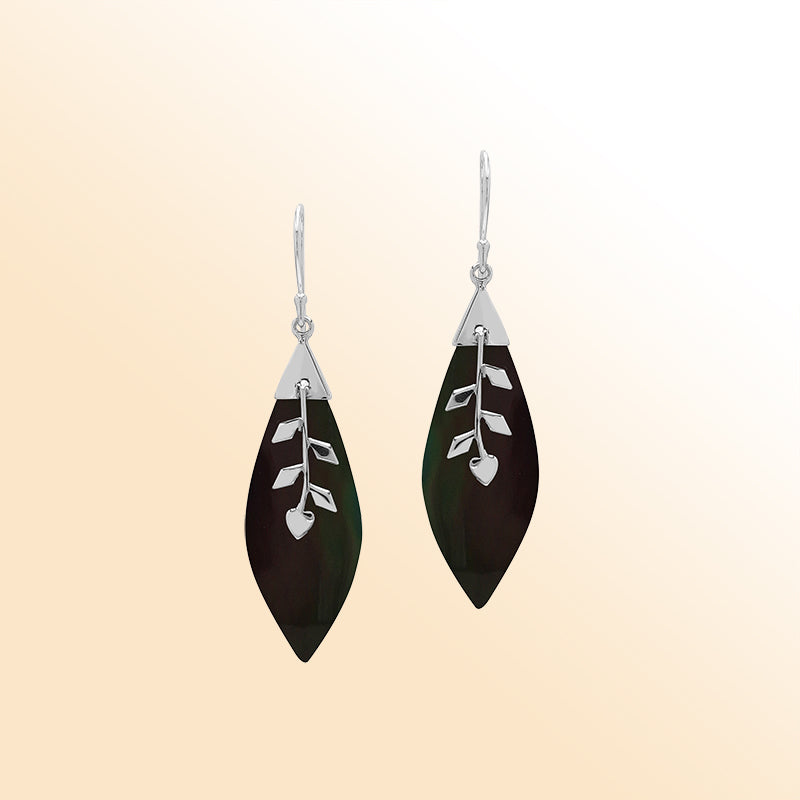 AE-1102-SHB Sterling Silver Pear Shape Earring With Black Shell Jewelry Bali Designs Inc 