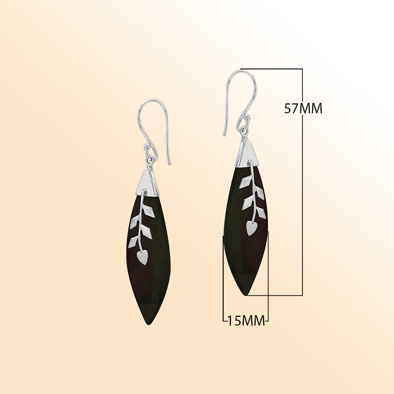 AE-1102-SHB Sterling Silver Pear Shape Earring With Black Shell Jewelry Bali Designs Inc 
