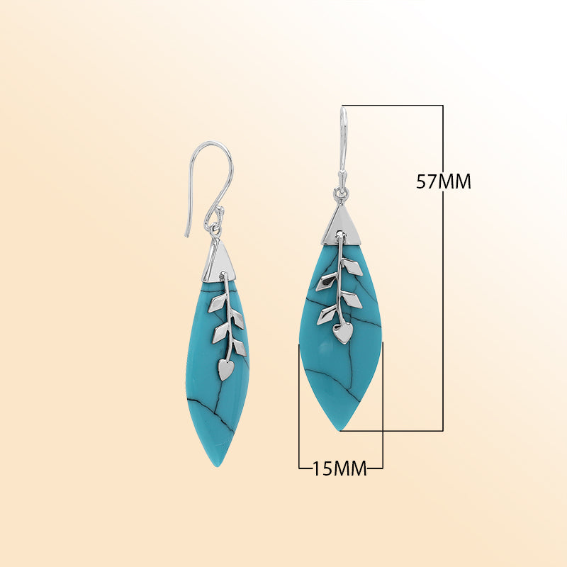 AE-1102-TQ Sterling Silver Pear Shape Earring With Turquoise Shell Jewelry Bali Designs Inc 