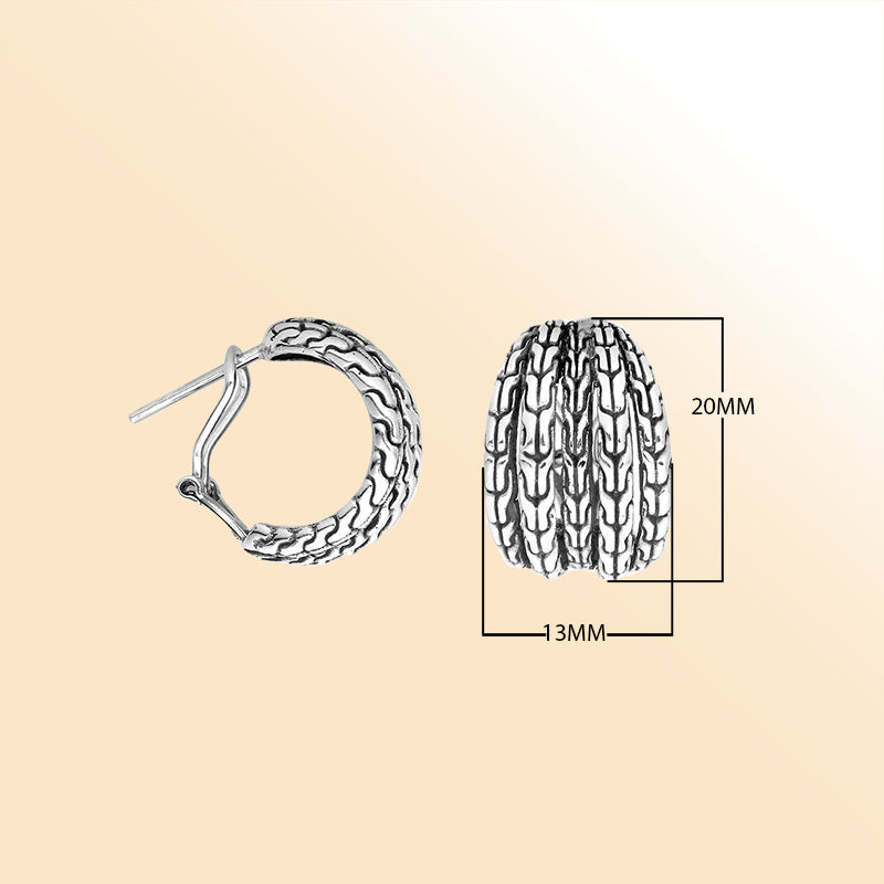 AE-1103-S Sterling Silver Beautiful Earring With Plain Silver Jewelry Bali Designs Inc 