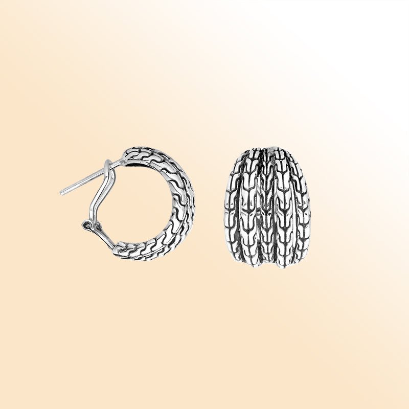 AE-1103-S Sterling Silver Beautiful Earring With Plain Silver Jewelry Bali Designs Inc 