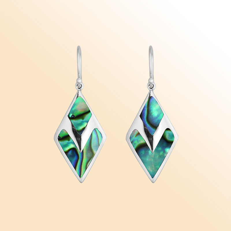 AE-1104-AB Sterling Silver Fancy Earring With Abalone Shell Jewelry Bali Designs Inc 