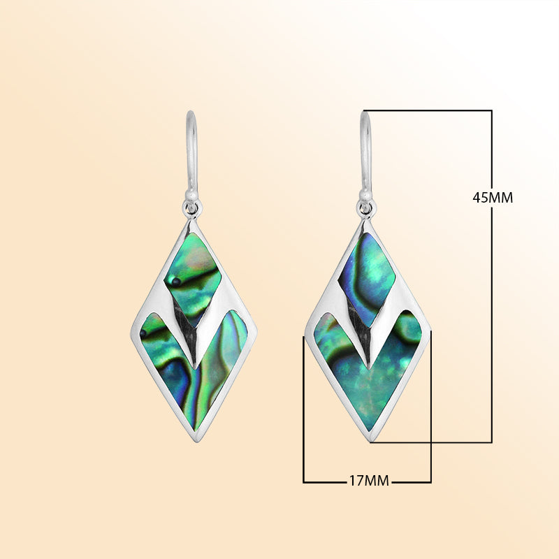 AE-1104-AB Sterling Silver Fancy Earring With Abalone Shell Jewelry Bali Designs Inc 