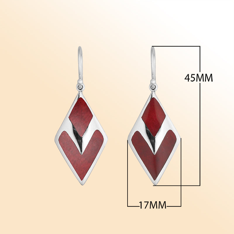 AE-1104-CR Sterling Silver Fancy Earring With Coral Jewelry Bali Designs Inc 