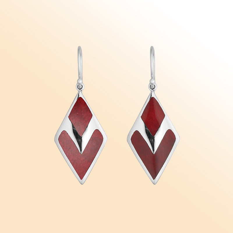 AE-1104-CR Sterling Silver Fancy Earring With Coral Jewelry Bali Designs Inc 
