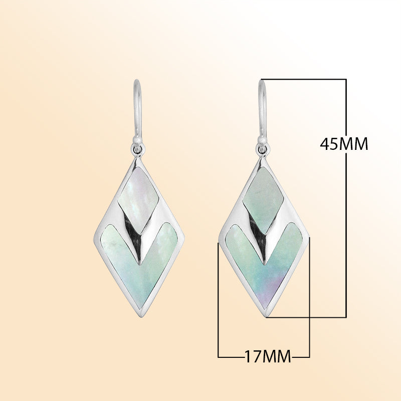 AE-1104-MOP Sterling Silver Fancy Earring With Mother Of Pearl Jewelry Bali Designs Inc 