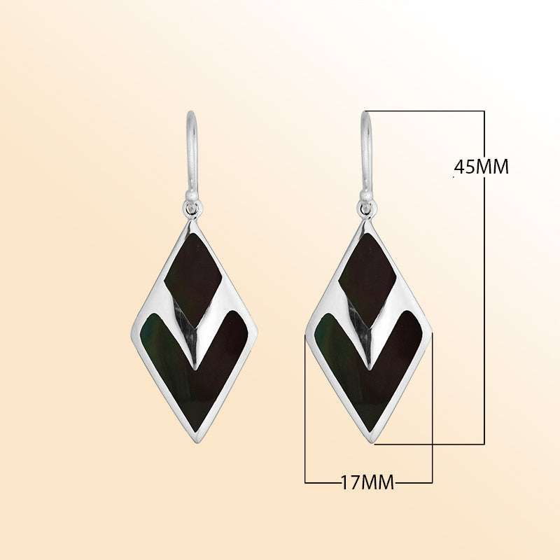 AE-1104-SHB Sterling Silver Fancy Earring With Black Shell Jewelry Bali Designs Inc 
