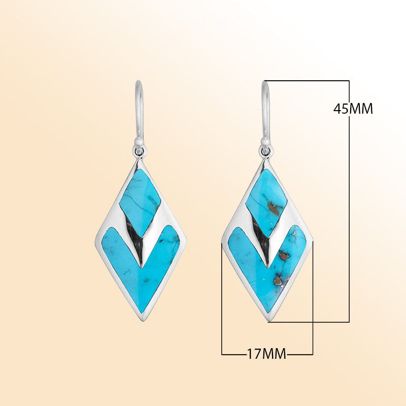 AE-1104-TQ Sterling Silver Fancy Earring With Turquoise Shell Jewelry Bali Designs Inc 