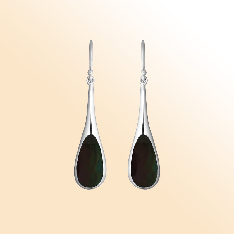 AE-1107-SHB Sterling Silver Earring With Black Shell Jewelry Bali Designs Inc 