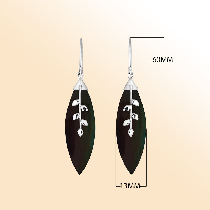 AE-1108-SHB Sterling Silver Earring With Black Shell Jewelry Bali Designs Inc 