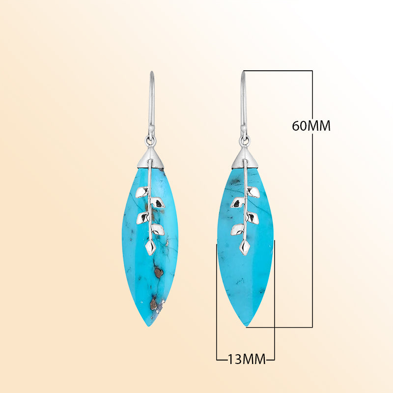 AE-1108-TQ Sterling Silver Earring With Turquoise Shell Jewelry Bali Designs Inc 