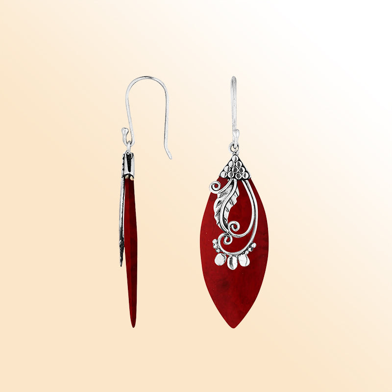 AE-1109-CR Sterling Silver Earring With Coral Jewelry Bali Designs Inc 
