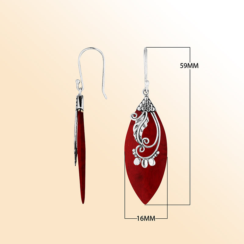 AE-1109-CR Sterling Silver Earring With Coral Jewelry Bali Designs Inc 