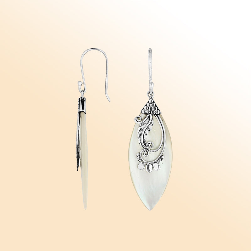AE-1109-MOP Sterling Silver Earring With Mother Of Pearl Jewelry Bali Designs Inc 