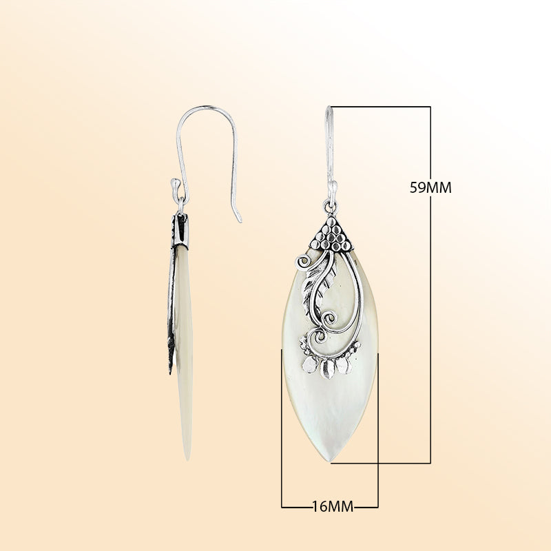 AE-1109-MOP Sterling Silver Earring With Mother Of Pearl Jewelry Bali Designs Inc 
