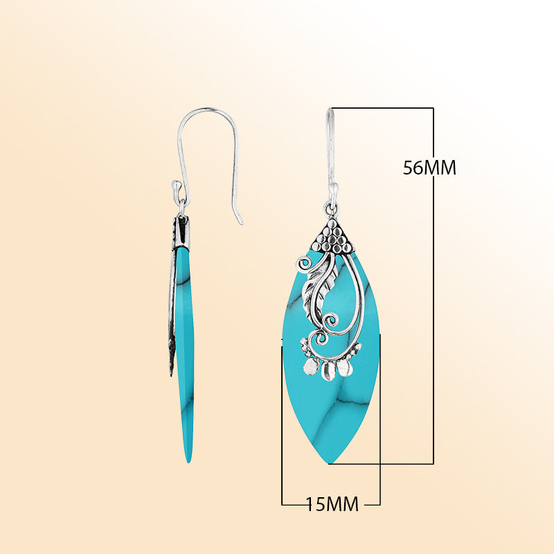 AE-1109-TQ Sterling Silver Earring With Turquoise Shell Jewelry Bali Designs Inc 