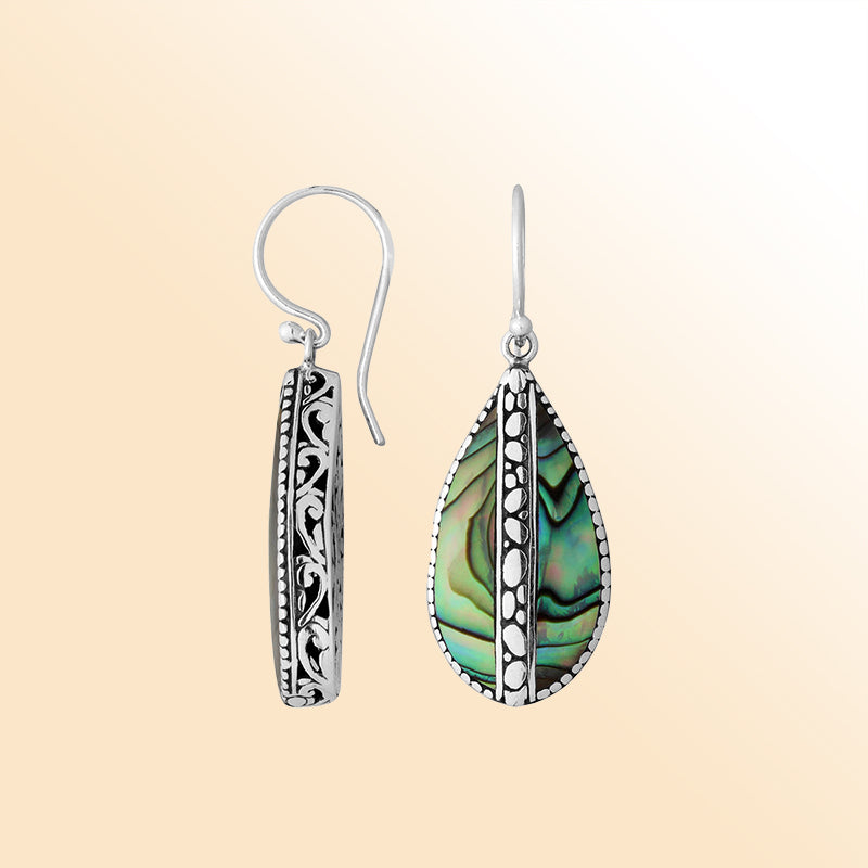 AE-1112-AB Sterling Silver Earring With Abalone Shell Jewelry Bali Designs Inc 