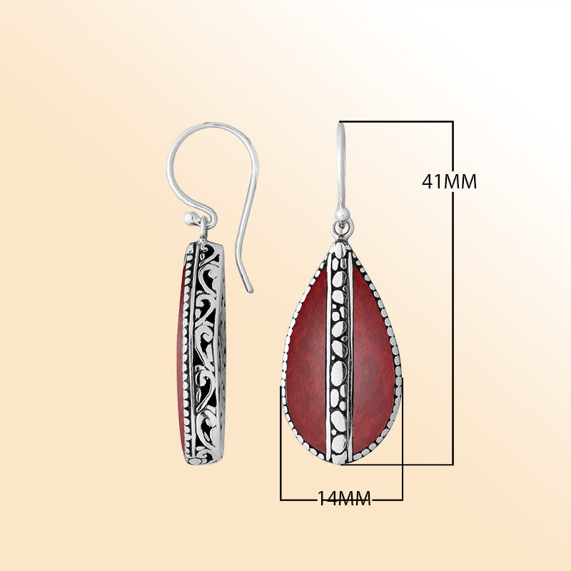 AE-1112-CR Sterling Silver Earring With Coral Jewelry Bali Designs Inc 
