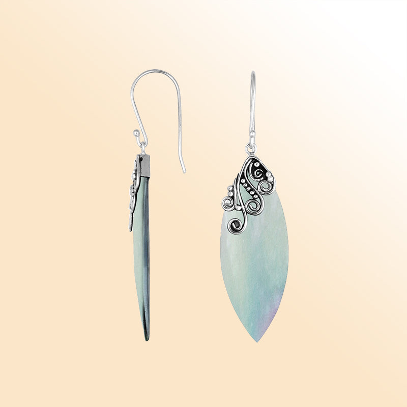 AE-1113-MOP Sterling Silver Earring With Mother Of Pearl Jewelry Bali Designs Inc 