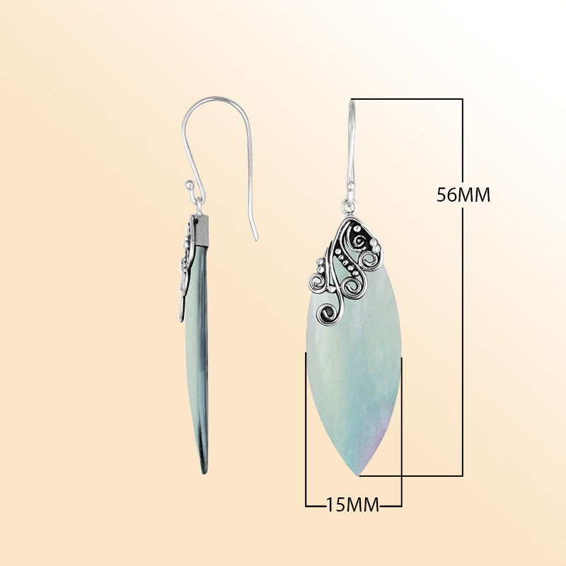 AE-1113-MOP Sterling Silver Earring With Mother Of Pearl Jewelry Bali Designs Inc 