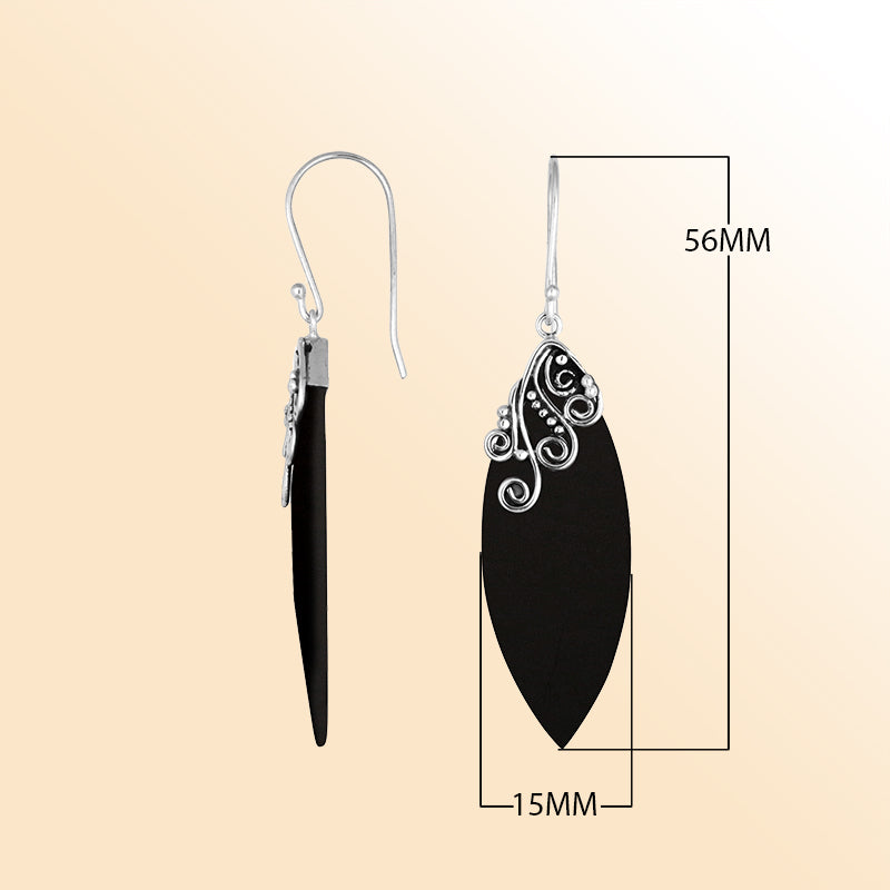 AE-1113-SHB Sterling Silver Earring With Black Shell Jewelry Bali Designs Inc 