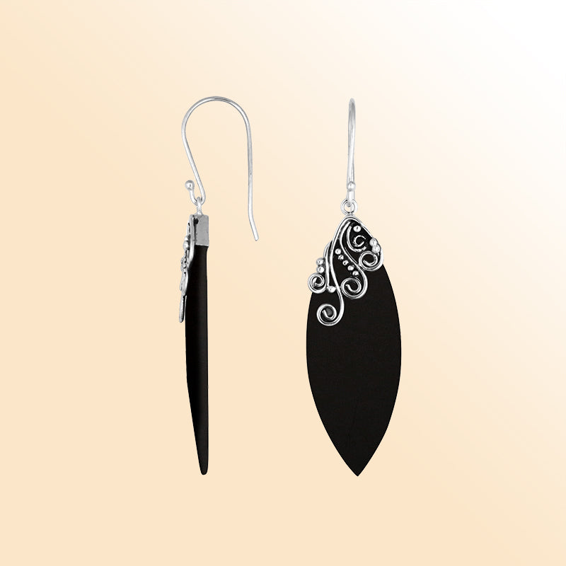 AE-1113-SHB Sterling Silver Earring With Black Shell Jewelry Bali Designs Inc 