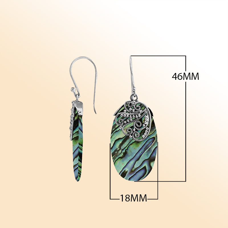 AE-1114-AB Sterling Silver Earring With Abalone Shell Jewelry Bali Designs Inc 