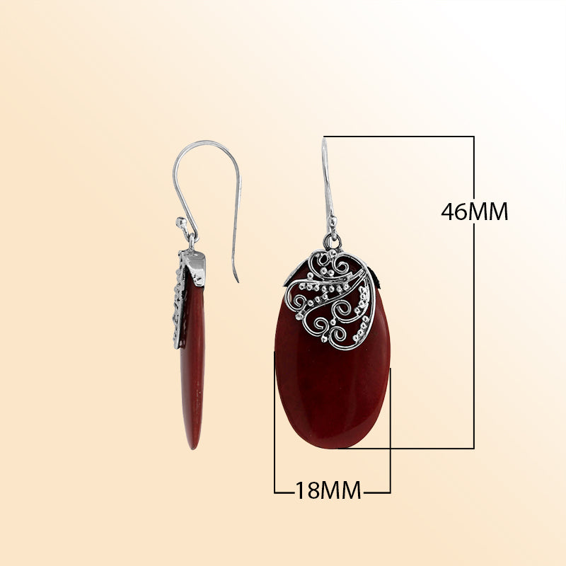 AE-1114-CR Sterling Silver Earring With Coral Jewelry Bali Designs Inc 