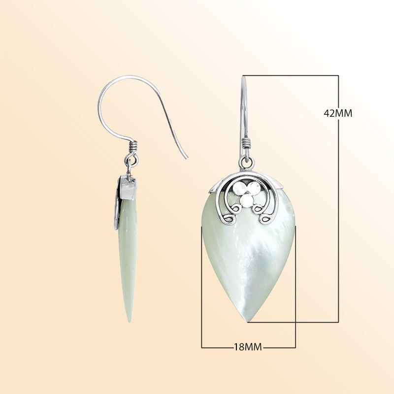AE-1118-MOP Sterling Silver Fancy Shape Earring With Mother Of Pearl Jewelry Bali Designs Inc 