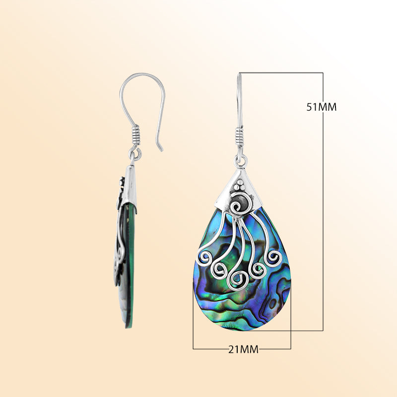Sterling silver Abalone Shell drop earrings with earwire